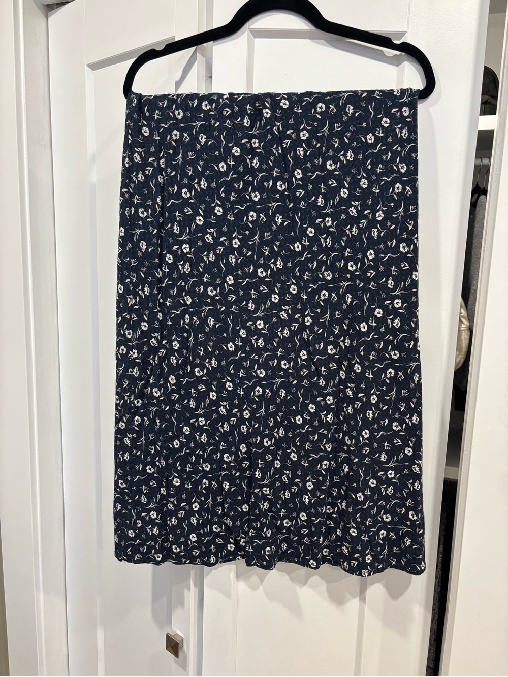 Joe Fresh Navy and White Floral Midi Skirt